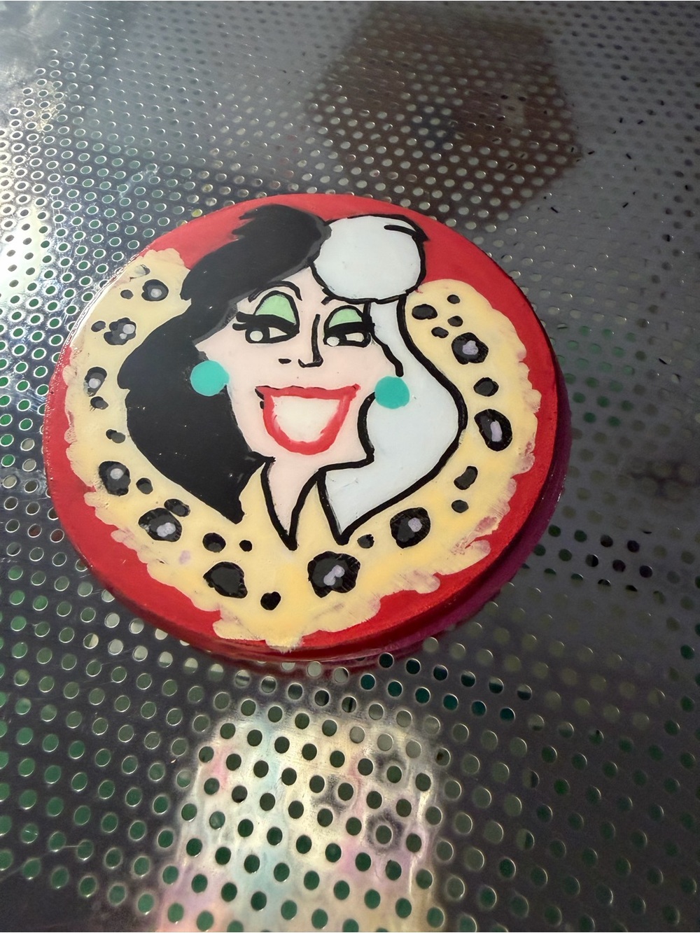Custom hand painted Disney cruella coaster